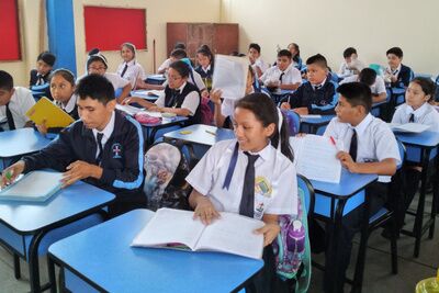 At the Sagrado Corazón de Jesus Parish School in Jicamarca